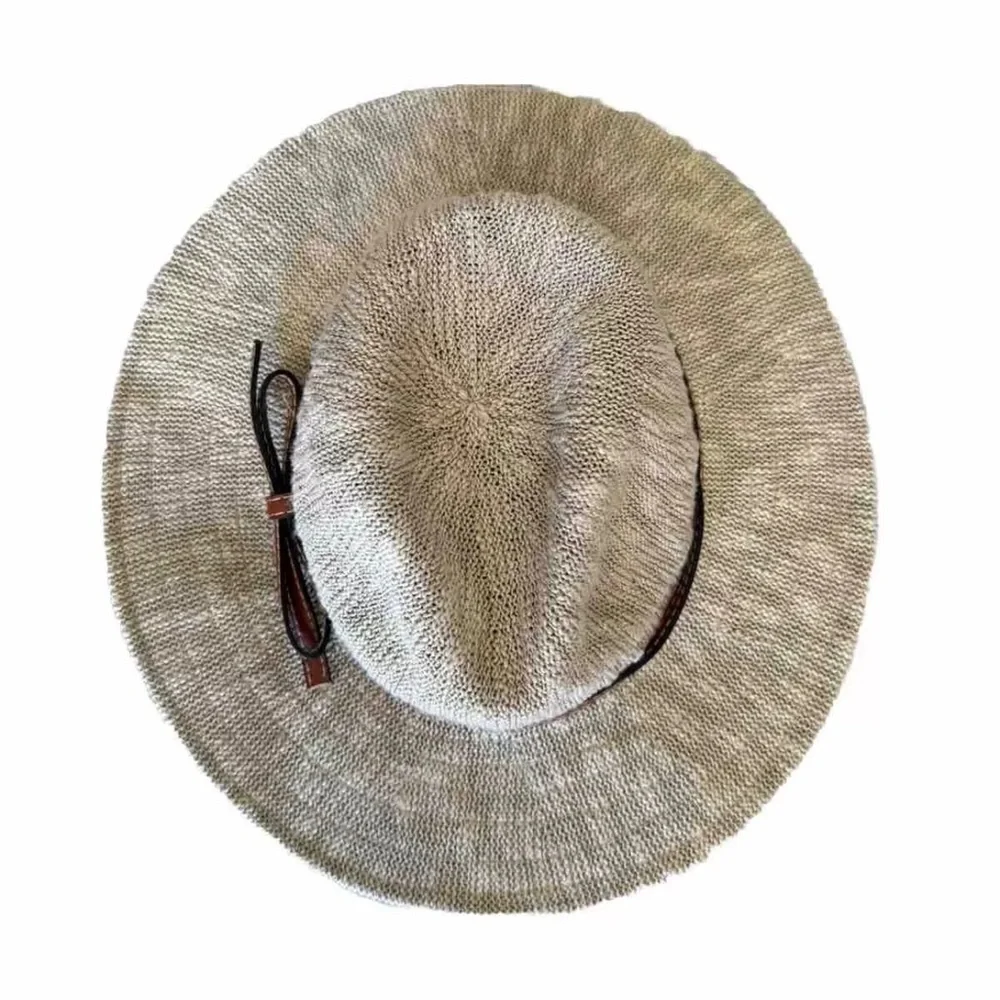 Disney Parks Hat Woven Adult Leather Like Bow Tan Safari Style Disneyland Mickey